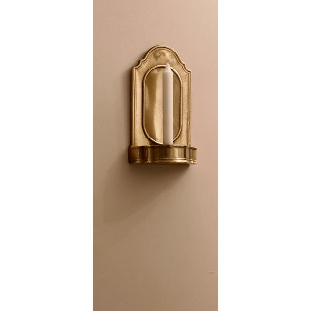 Mid-Century Arts and Crafts Swedish Brass Sconces, Set of 2 For Sale - Image 9 of 10