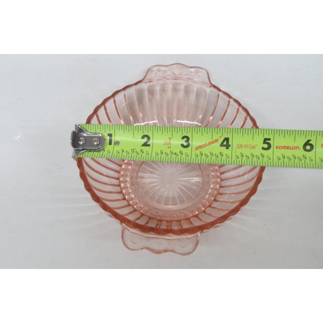 1930s Anchor Hocking Queen Mary Small Handled Serving Bowl Pink Depression Glass For Sale - Image 10 of 13