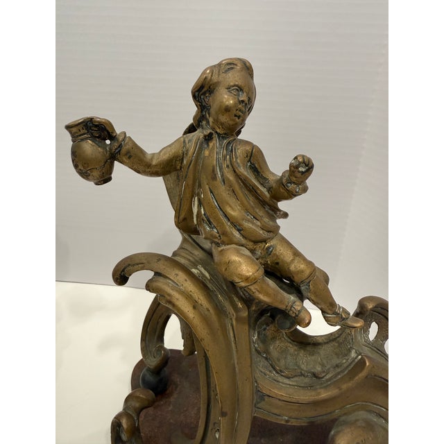 19th Century French Bronze Andiron Sets Louis XV Baroque Style For Sale - Image 4 of 5
