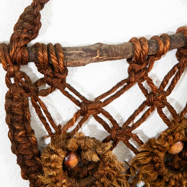 Wood Mid Century Modern Macramé Owl American Artisan Hanging Original Wall Art Custom For Sale - Image 7 of 8