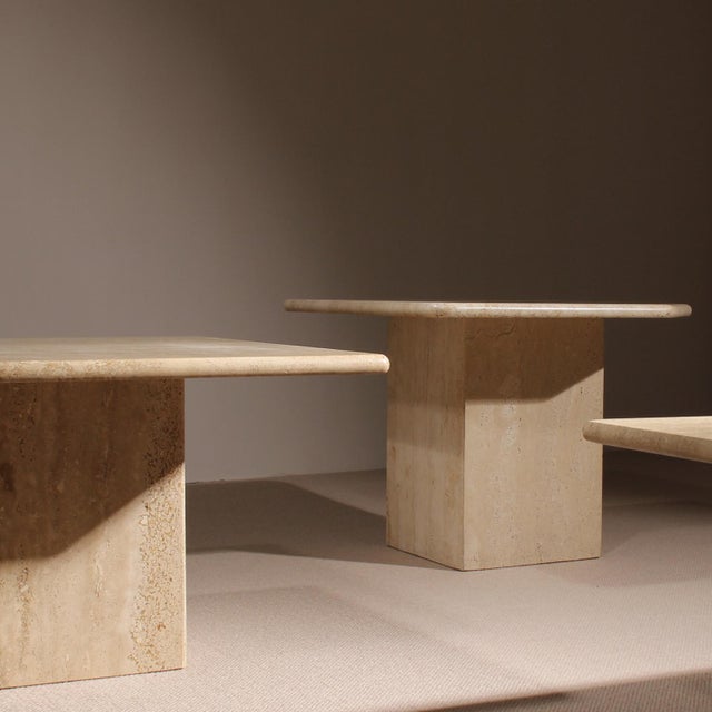 Nesting Table in Travertine, 1970s, Set of 3 For Sale - Image 10 of 15