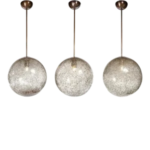Modernist Handblown Murano Pendants with Oil Rubbed Bronze Fittings - Set of 3