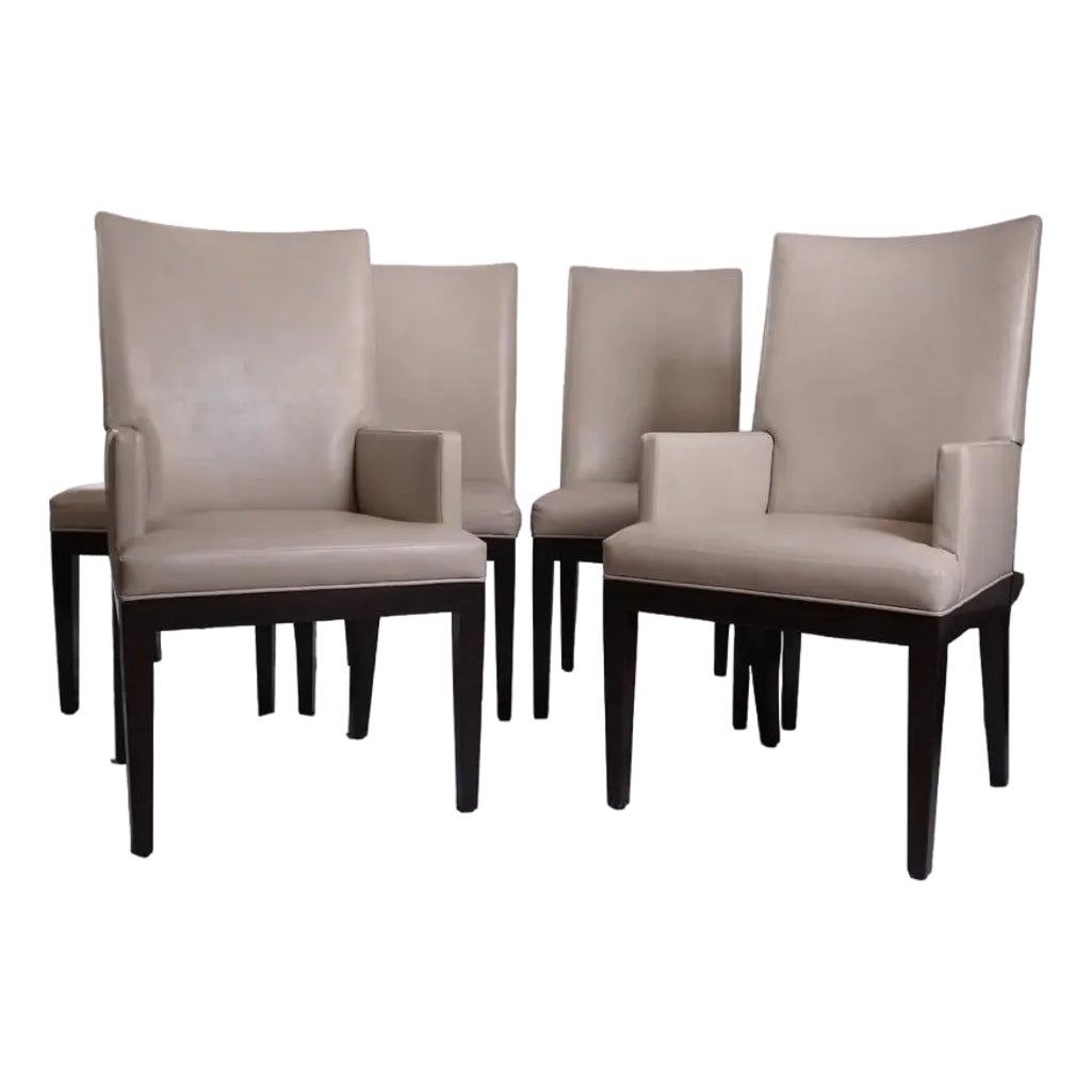 Attributed to A. Rudin Chairs With Holly Hunt Faux Leather, Set of 6 ...