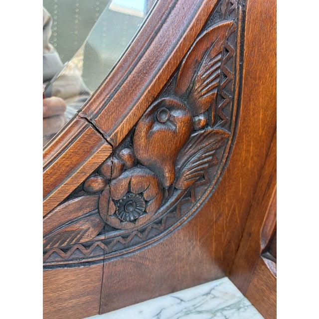 Antique French Art Nouveau Curio Cabinet Hutch China Breakfront Oak Side by Side For Sale - Image 15 of 16