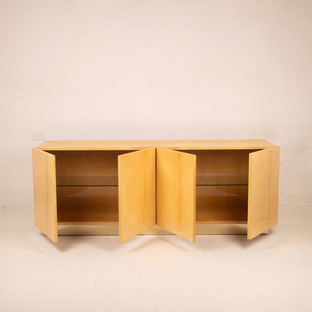 Mid-Century Modern Italian Parchment and Brass Sideboard from Tura Milano, 1970s For Sale - Image 4 of 18