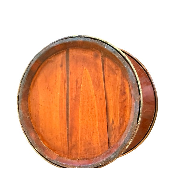 19th Century Chinese Wedding Rice Bucket With Brass Bands and Floral Handles For Sale - Image 10 of 13