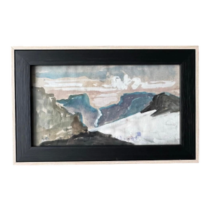 1998 Nordic Watercolor of a Fjord, Newly-Matted and Framed