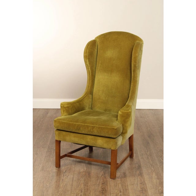 Wood Chippendale Style Tall Back Wing Chair For Sale - Image 7 of 12
