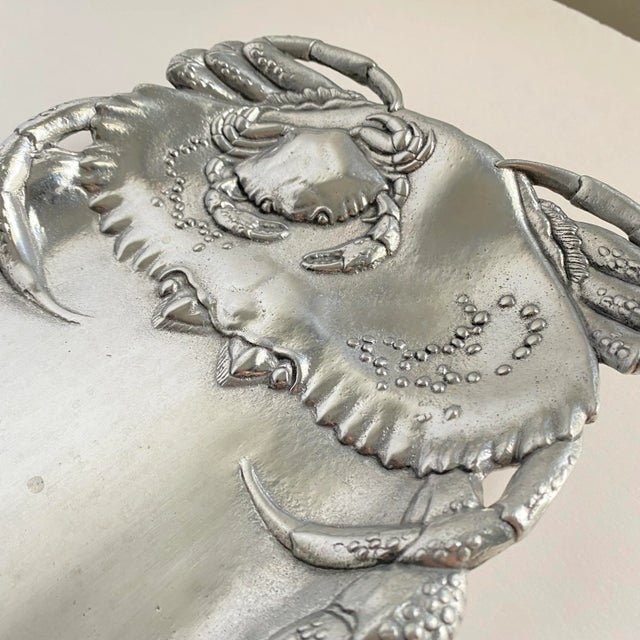 1990s Vintage Arthur Court Crab Seafood Tray Aluminum Dish For Sale - Image 5 of 10
