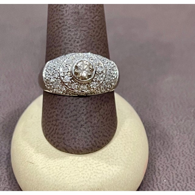 1.70 Carat Champagne & White Diamond Engagement Ring 14 Karat White Gold For Sale - Image 4 of 18