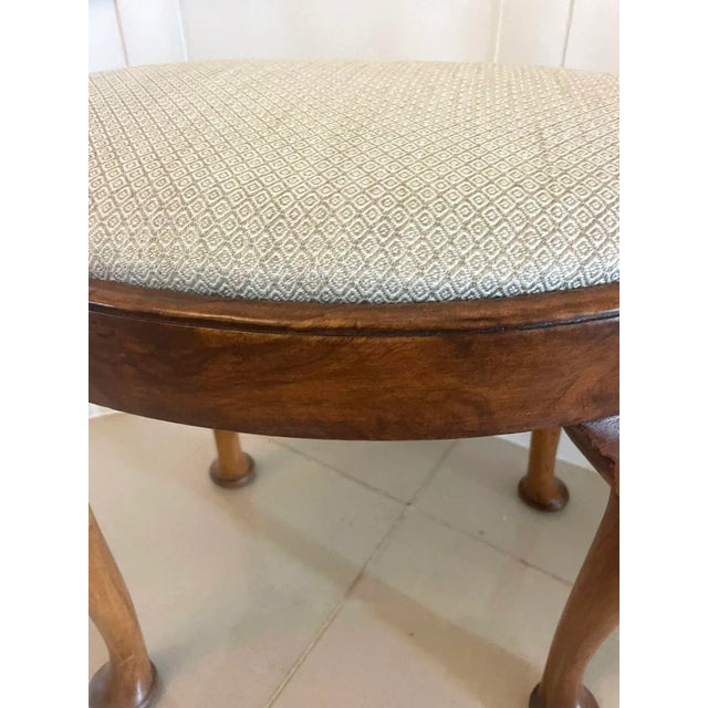 Antique Walnut Oval Stool, 1920 For Sale - Image 4 of 7