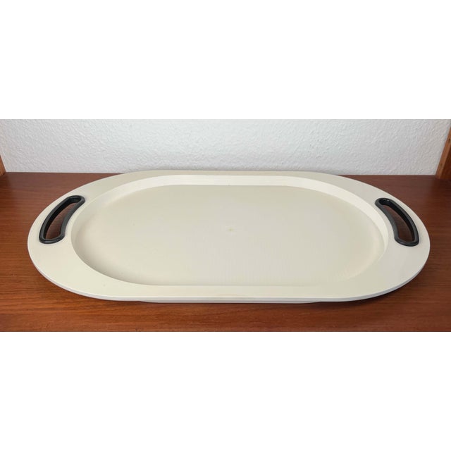 Mid-Century Modern Italian Space Age Black and White Plastic Tray by Pino Spagnolo for Biesse, 1960s, in Very Good...