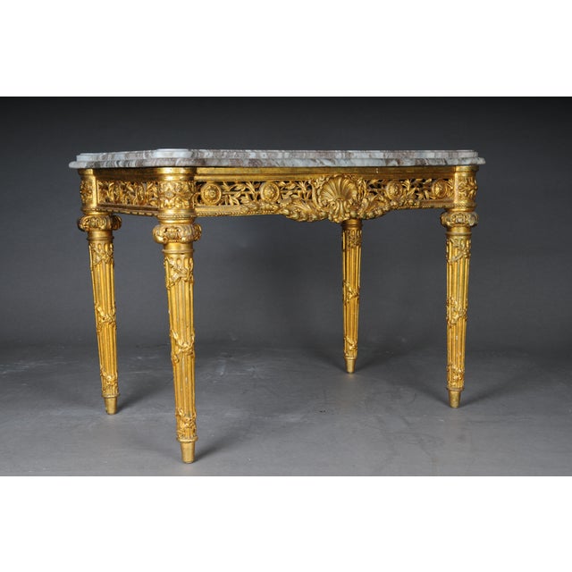 Gold Antique Gilded Console Table with Marble, Paris. 1860s For Sale - Image 8 of 18