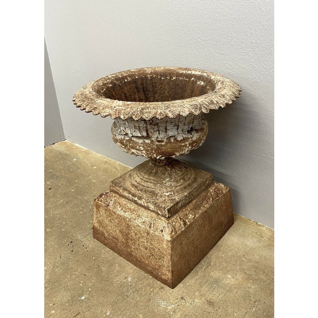 Victorian 19th C English Cast Iron Urn on Base For Sale - Image 3 of 7