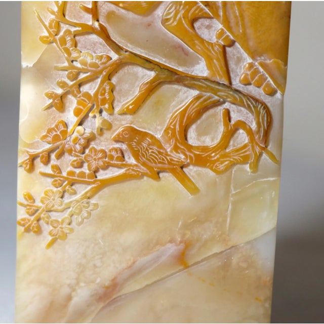 Stone Antique Carved Chinese Shoushan Hard Stone Landscape Sculpture Statue Seal Block For Sale - Image 7 of 12