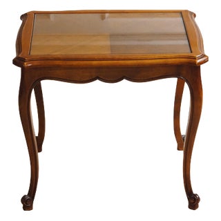 French Side Table with Glass Top For Sale