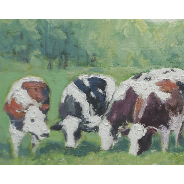 Impressionist Original Oil Painting of Cows For Sale - Image 3 of 5
