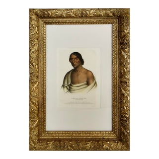 "O-Hya-Wa-Mince-Kee, "Chippewa Chief" McKenney & Hall Hand Painted Litho c.1843 For Sale