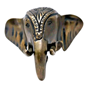 Cast Brass Elephant Head Wall Mount Coat Purse Hook Hanger India Boho
