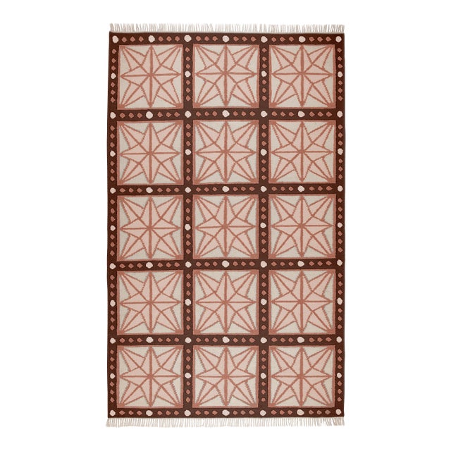 Part & Parcel Goods Wool Star Rug, 12' x 15', Bisque, Topaz, Chocolate and Eggshell For Sale