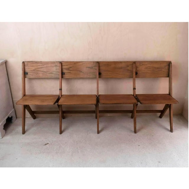 Vintage Campaign Folding Four-Seater Bench in Oak, 1920 For Sale - Image 3 of 11
