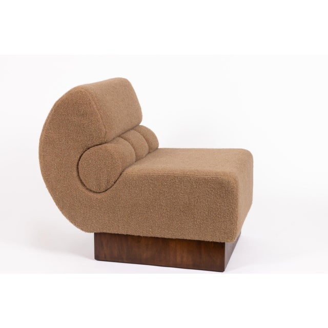 Italian Lounge Chair in Walnut and Cashmere Bouclé from Schumacher, 1970 For Sale - Image 16 of 16
