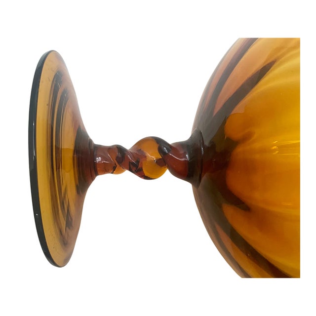 Amber Vintage Amber Optic Balloon Vase Empoli Style For Sale - Image 8 of 13