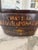 Rustic wooden container constructed from solid wood and reinforced with hand forged iron fitting , the dark wood with...