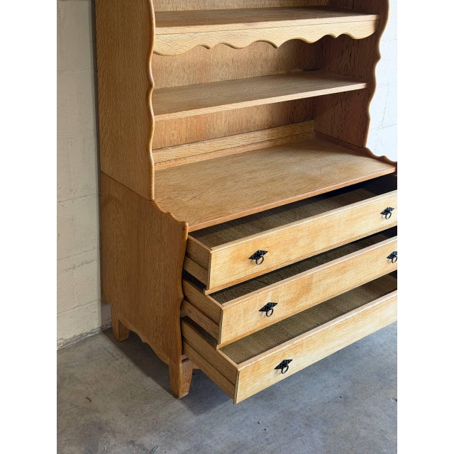 Vintage Oak Bookcase With Drawers Danish Open Shelving Unit 1970s For Sale In Los Angeles - Image 6 of 9