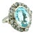 1930s Art Deco Platinum Aquamarine Diamond Halo Ring, 10 Ct, Size 8 For Sale