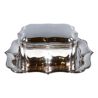 Antique Silver Tin on Presenter attributed to J.M. Van Kempen en Zonen, Netherlands, 1872, Set of 2 For Sale
