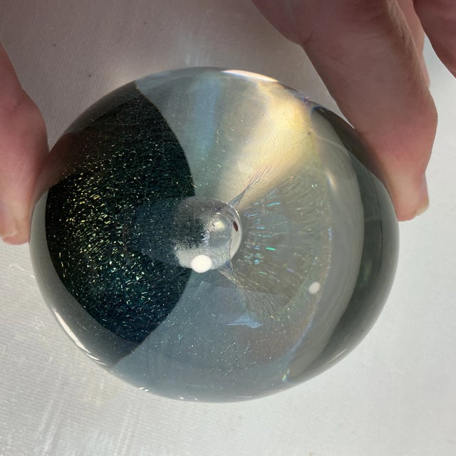 Transparent 1980s Robert Eickholt Paperweight Art Glass Iridescent "Veil" Egg Water Fountain Spray For Sale - Image 8 of 12
