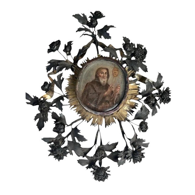 18th Century European Painting of a Saint in Silver Frame For Sale - Image 4 of 7