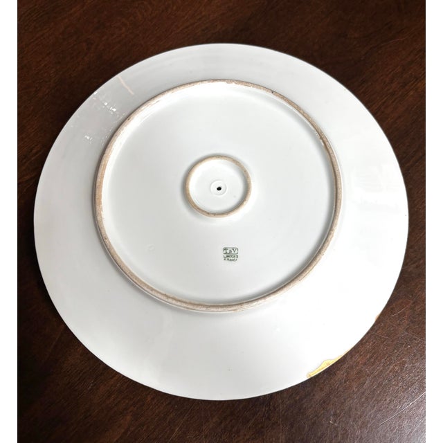 White Antique Limoges Art Deco 2 Tier Caviar Plate 9.5” Gold Gilt G Mono For Sale - Image 8 of 12