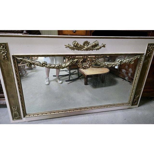 Large Louis XVI Painted Wood Panelled Trumeau For Sale - Image 6 of 8