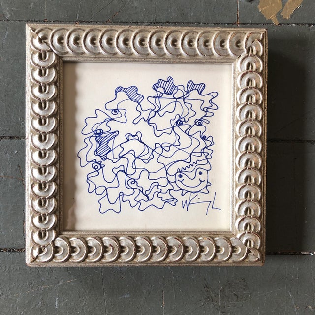 Original Vintage Small Wayne Cunningham Abstract Ink Drawing Signed For Sale - Image 4 of 4