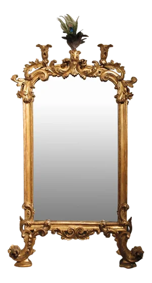 19th Century Italian Giltwood Carved Rococo Mirror