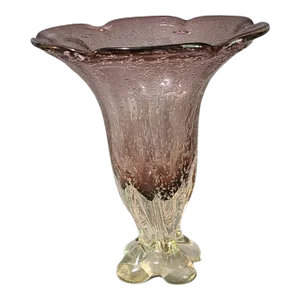 Late 20th Century Venetian Murano Style Art Glass Amethyst Purple Vase