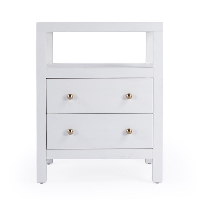 2020s Nora 21 in. W Rectangular Wood 2 Drawer Nightstand with Open Shelf, White For Sale - Image 5 of 9