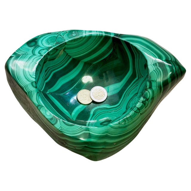 Green Large Vide-Poche or Bowl in Malachite Green Italian Marble, Italy, 1970s For Sale - Image 8 of 18