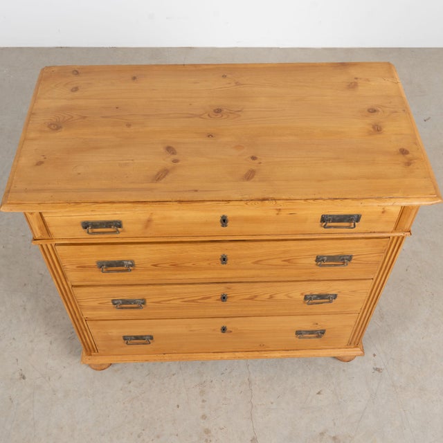 19th Century Danish Waxed Pine Chest of Four Drawers For Sale - Image 4 of 15