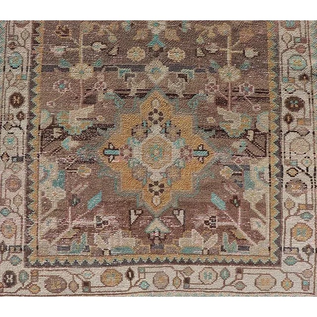 Vintage Hamadan Runner With Medallions Set on a Tan Field 3' 5 X 9' 9 For Sale - Image 4 of 11