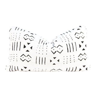 Blocked Ivory African Mudcloth Medium Lumbar Pillow