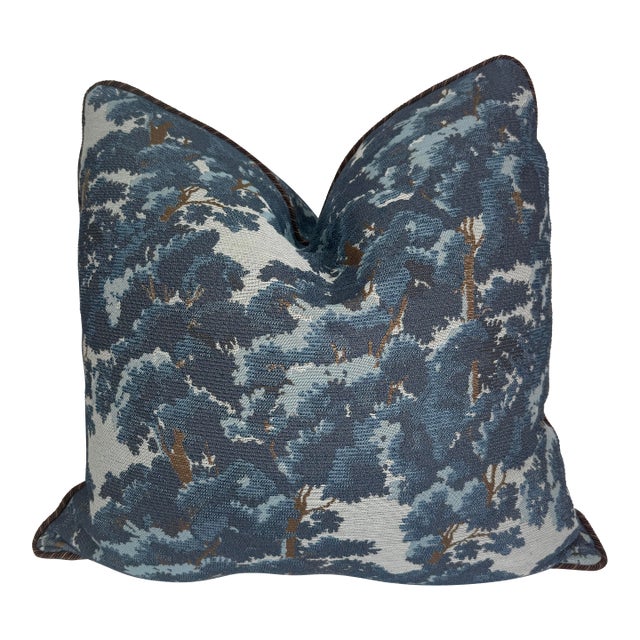 Anna Elizabeth for Greenhouse Fabrics Tapestry in Baltic 22" Pillow For Sale