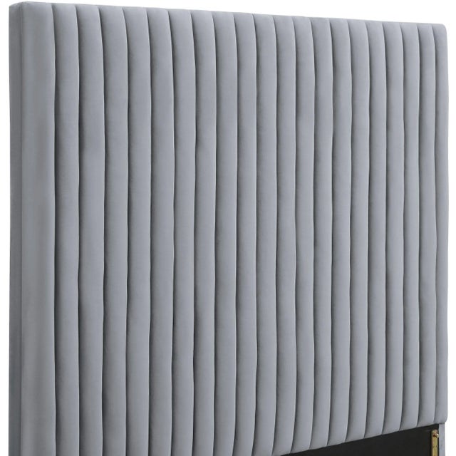 Arabelle Grey Velvet King Bed For Sale - Image 4 of 7