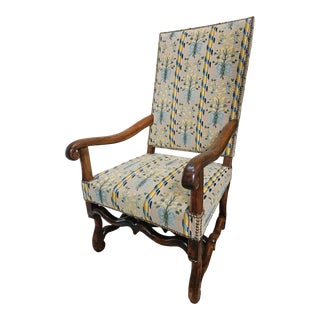 Antique Louis XIV Style High Back Chair For Sale