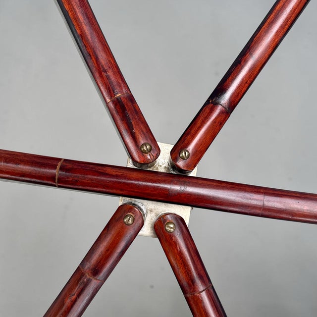 Mid-Century Chinoiserie 45 Inch Hand-Etched Brass Tray Coffee Table on Teak Spider Base. For Sale In West Palm - Image 6 of 11