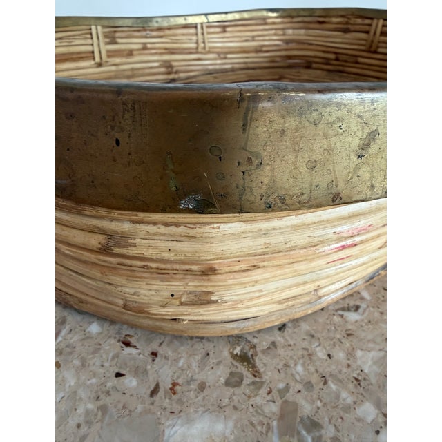 Split Reed Extra Large Italian Tray With Brass Trim, Hand Crafted, Bohemian For Sale - Image 13 of 16