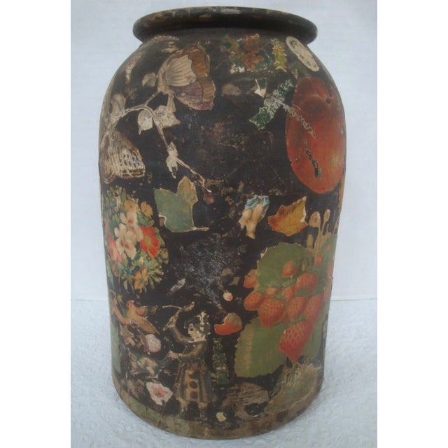 Scrap Decoupage Earthenware Jug Victorian Folk Art For Sale - Image 4 of 13