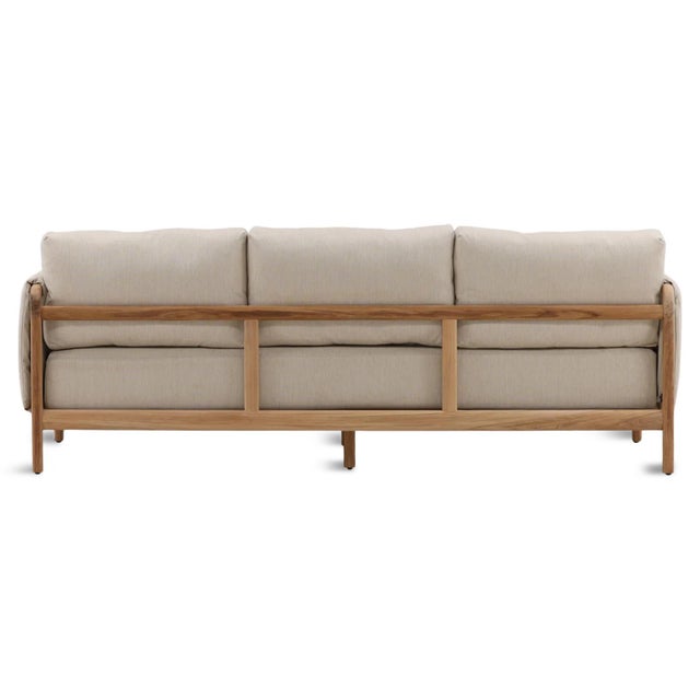 Hermosa Outdoor Teak & Beige Sofa For Sale - Image 4 of 7